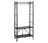Penderie - FIVE - Pliable - Métal Noir - 2 Étagères - 164 cm - 120 kg