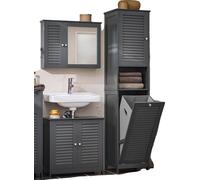 Penderie haute, design peu encombrant, panier à linge intégré, gris foncé