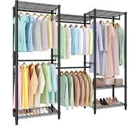 Penderie métal ultra robuste Garvee 5 tringles 6 étagères, charge 650kg, rangement chaussures, 172x39x194cm, dressing d’angle