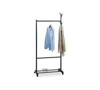 Penderie mobile AURIGO avec portemanteau, portant à vêtements sur roulettes, avec étagère à chaussures, en métal laqué noir Noir G