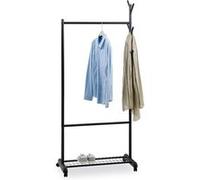 Penderie mobile AURIGO avec portemanteau, portant à vêtements sur roulettes, avec étagère à chaussures, en métal laqué noir Noir G