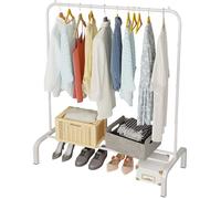 PENDERIE MOBILE Portant à vêtements avec étagères à chaussures,de qualité commerciale,pour présentation,rangement,Blanc