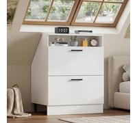 Penderie Mur en Pente Chambre Mansardée avec 2 Tiroirs 60x46x81.5CM Armoire sous Pente avec Pieds Réglable Meuble de Rangement sous Pente Blanc Placard de Rangement adapté aux Murs en Pente(2 Tiroirs)