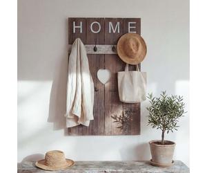 Penderie murale HWC-C89 Home, Penderie panneau Penderie, Shabby-Look Vintage, 8 Crochets 91x60cm ~ braun, shabby