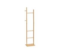 Penderie porte-manteaux - 3 barres de penderie, 2 patères - dim. 36L x 24l x 168H cm - bois bambou
