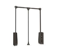 Emuca - Barre de penderie escamotable, tringle relevable, penderie rabattable pour armoire, largeur réglable 600-830mm, Couleur moka