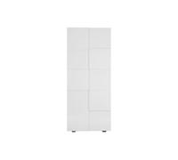 Penderie Rebecca 2 portes 2 étagères Blanc Laqué Relief Damiers 78x31x187cm