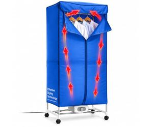Penderie Séchoir Chauffant à Linge - Sèche Linge Soufflant électrique Portable - Séchoir à Air Chaud - Penderie Chauffante - Double Hauteur 15 Kg - Stérilisation Anti-bactérien - Minuterie - 1200W