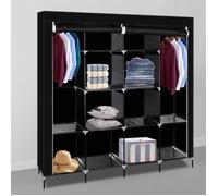Penderie souple - Armoire de Rangement en Tissu Non-tissé - 169.5 x 44 x181.5cm - Noir
