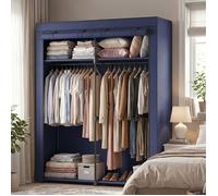 Penderie Souple, Armoire Portable pour Chambre, avec Housse en Tissu Non-Tissé, 140 x 43 x 174 cm, Bleu