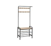 Penderie - TECTAKE - Penderie WICHITA acier revêtu par poudre et bois style industriel, 73,5 x 36 x 184 cm - Bois clair/Chêne sonoma
