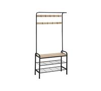 Penderie - TECTAKE - Penderie ALBERTA acier revêtu par poudre, crochets, style industriel, 85,5x36x184cm - Bois clair/Chêne sonoma