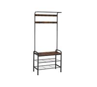 Penderie - TECTAKE - Penderie WICHITA en acier revêtu par poudre et bois au style industriel, 73,5 x 36 x 184 cm - Bois foncé