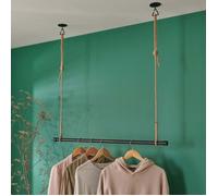Penderie suspendue bois L100cm noir avec corde LEXY