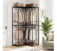 Penderie Vêtements d'Angle COSTWAY Style Industriel 100 x 100 x 200 CM Dressing Ouvert pour Chambre Appartement Noir