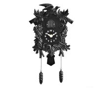 Pendule Coucou Quartz Silencieux Oiseau Mécanique Carillon Horaires Ajustable pour déco Maison Bureau Entrée Plastique (T52 Black)