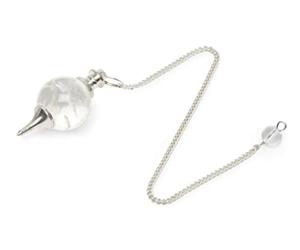 Pendule divinatoire en Quartz blanc naturel | Pendule radiesthésie goutte d’eau universel avec haute qualité vibratoire | Pendule sephoroton 4cm en pierre de Quartz blanc | Chaine 17cm incluse