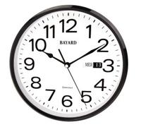 Pendule murale à calendrier noire jour et date
