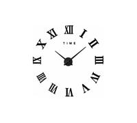 Pendule Murale Chiffres Romains 3D, Autocollant Horloge Décorative Moderne Bureau Maison Noir