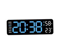 Pendule Murale Digitale, Design Contemporain, Luminosité Ajustable, Horloge Murale à LED, Pendule de Table pour Intérieur, bleu clair noir