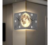 Pendule Murale Moderne Lune - Horloge D'angle Double Face LED Numérique Pour Salon, Maison, Hôtel, Bureau - Décoration Cadeau ( Color : Blac