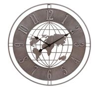 Pendule murale Monde en Métal Gris industriel D 68 cm