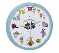 Pendule murale silencieuse bleue pour enfants ''petits monstres''