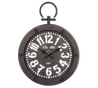 Pendule Rétro en Métal ""Gousset"" 24cm Noir & Blanc