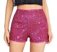 PengFaXin Short de soirée à paillettes taille haute élastique pour femme