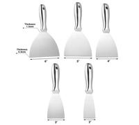 PENGGONG 5Pcs Putty Knife Set 2/3/4/5/6 inch Scraper Spackle Knife Paint Scraper One Piece Premium Polished All-Stainless Steel Scraper Tool Perfect For Repairing Drywall Removing Wallpaper Mud Plaste