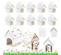 Pengrud 15 Boîtes à Dragées Blanches en Carton de Niche pour Chien | Boîte Cadeau Chiot Adoption Coffrets Cadeaux Forme de Maison pour Peinture et Décoration d'anniversaire de Chien