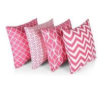 Penguin Home® 100% Coton Décoration Double Face Housses Carré avec Fermeture Éclair Invisible 4-Pièce Set, 45 cm Longueur x 45 cm Largeur, Rose Chaud Rose G