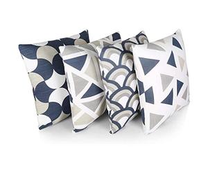 Penguin Home 3431 Pingouin Home Lot de 4 Housses de Coussin carrées Double Face 100% Coton avec Fermeture éclair Invisible 45 x 45 x 1 cm, Marine, 45 X45 X1 cm