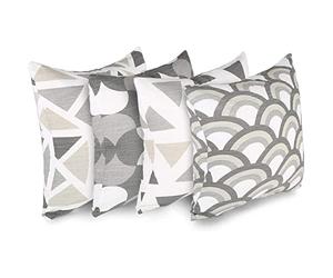 Penguin Home 3432 Lot de 4 Housses de Coussin carrées décoratives Double Face 100% Coton avec Fermeture éclair Invisible 45 x 45 x 1 cm, Gris, 45 X45 X1 cm