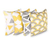 Penguin Home 3434 Lot de 4 Housses de Coussin carrées décoratives Double Face 100% Coton avec Fermeture éclair Invisible 45 x 45 x 1 cm, Jaune, 45 X45 X1 cm