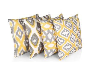Penguin Home 3443 Lot de 4 Housses de Coussin carrées décoratives Double Face 100% Coton avec Fermeture éclair Invisible 45 x 45 x 1 cm, Jaune, 45 X45 X1 cm