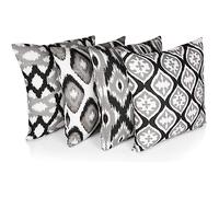 Penguin Home 3480 Lot de 4 Housses de Coussin carrées décoratives Double Face 100% Coton avec Fermeture éclair Invisible 45 x 45 x 45 cm, Noir, 45 X45 X1 cm