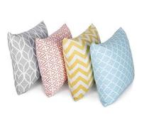 Penguin Home® Coordonnées Décoratif Carré Housse de Coussin 4-Pièce Set, 45 cm Longueur x 45 cm Largeur, Assortiment Mélanger G