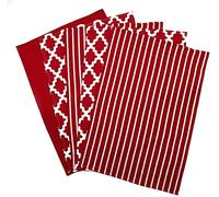 Penguin Home® Coton Torchon 5-Pièce Set, 65 cm Longueur x 45 cm Largeur, Rouge