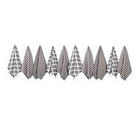 Penguin Home® - Ensemble de 10 Serviettes en Coton 100% Coton - Doux - Durable - Design Gris élégant avec Plusieurs Motifs - Lavable en Machine - 65 x 45 cm