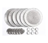 Penguin Home Ensemble de sous-Verres, Ronds de Serviette et Sets Table Ronds Perles Verre 18 Pièces, Argent