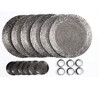 Penguin Home Ensemble de sous-Verres, Ronds de Serviette et Sets Table Ronds Perles Verre 18 Pièces, Argent Antique