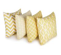 Penguin Home Housse de Coussin, Cotton, Jaune, 45x45 Cm
