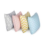Coordonnées Décoratif Carré Housse de Coussin 4-Pièce Set, 45 cm Longueur x 45 cm Largeur, Assortiment