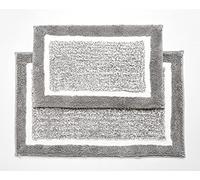Penguin Home Lot de 2 Tapis de Bain 100% micropolyester Argenté 50 x 80 et 40 x 60 cm