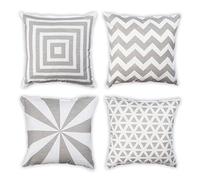 Penguin Home® Lot de 4 Housses de Coussin carrées 100% Coton tessées avec Fermeture à glissière Invisible 45 cm x 45 cm (18" x 18") Gris