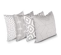 Penguin Home Lot de 4 Housses de Coussin carrées Double Face 100% Coton avec Fermeture éclair Invisible 45 x 45 x 45 cm, Gris, 45 X45 X1 cm