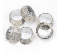 Penguin Home® Lot de 6 ronds de serviette en perles de style bracelet fabriqués à la main Perles sur maille de fer Ensemble de porte-serviettes blanc pour table à manger fête de mariage 4,5 x 2,8 cm