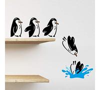 Penguins réfrigérateur Autocollant étagère sautant Voler drôle Vinyle Autocollant Mural décor Sticker Mural Kitchen Salon canapé Animaux