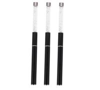 PENIKOKO Lot De 3 Pinceaux Nail Art à Manche Acrylique Diamant, Stylo Pinceau à Ongles Fin Et Éventail, Pour Manucure Diy, Accessoires Nail Art, Réutilisable Et Lavable, Noir